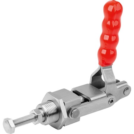 Push-Pull Clamp Std, Wout Mounting Bracket, F2=4000, Stainless Steel Bright, Comp:Plastic Comp:Red